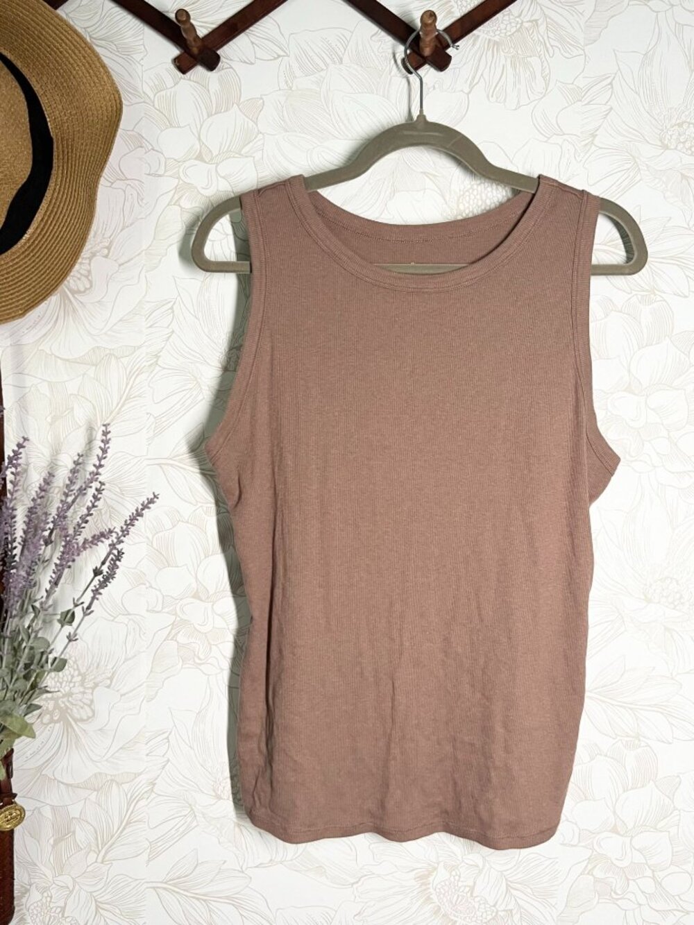 A New Day Sleeveless Ribbed Knit Tank Top XX-Large Brown